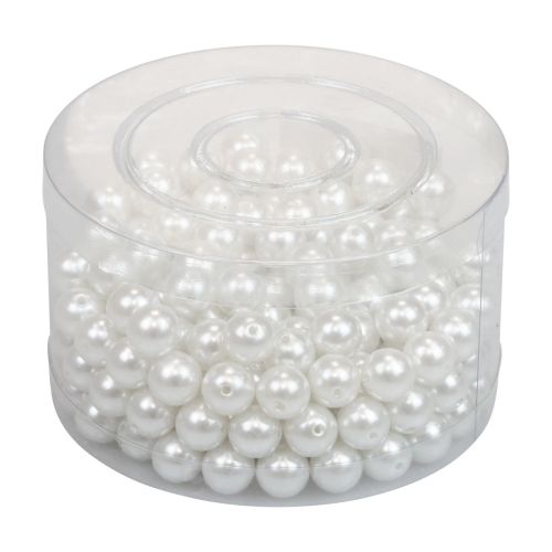 Floristik24 Deko Perlen zum Auffädeln Bastelperlen Weiß 12mm 300g