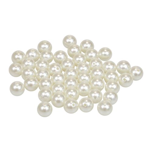 Floristik24 Perlen zum Auffädeln Bastelperlen Creme Weiß 12mm 300g