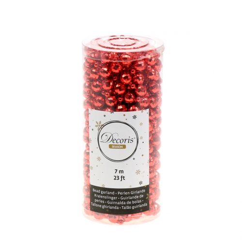 Floristik24 Perlengirlande Christbaumschmuck Rot 7m
