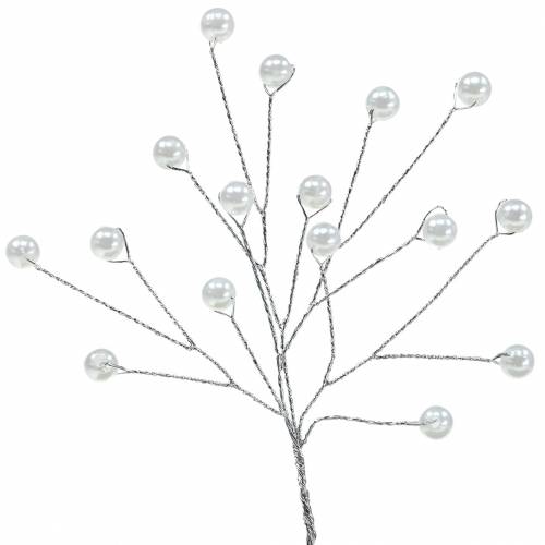 Floristik24 Perlenzweig Weiß L18cm 2 St