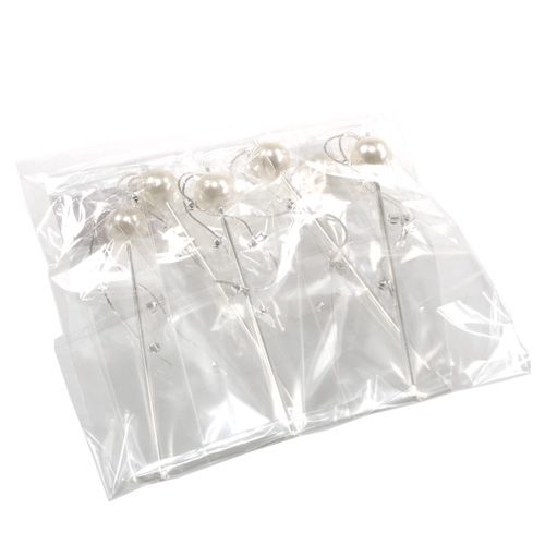 Floristik24 Perlkopf Dekonadel Weiß Ø15mm L12cm 6St