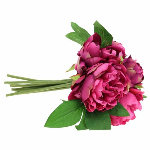 Floristik24 Kunstblumenstrauß mit Pfingstrosen Magenta Lila Ø27cm 1 St
