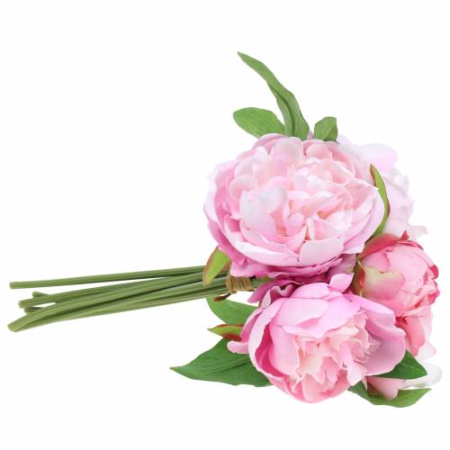 Floristik24 Kunstblumenstrauß mit Pfingstrosen Rosa Ø27cm 1 St