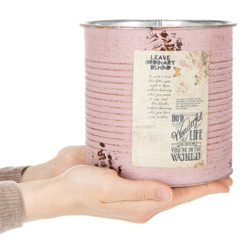 Artikel Pflanzdose Altrosa Deko-Dose Metall Vintage Ø15,5cm H15cm