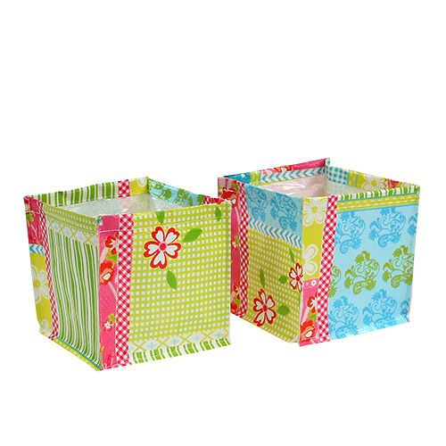 Floristik24 Pflanzenbox Patchwork 12x12cm 6St