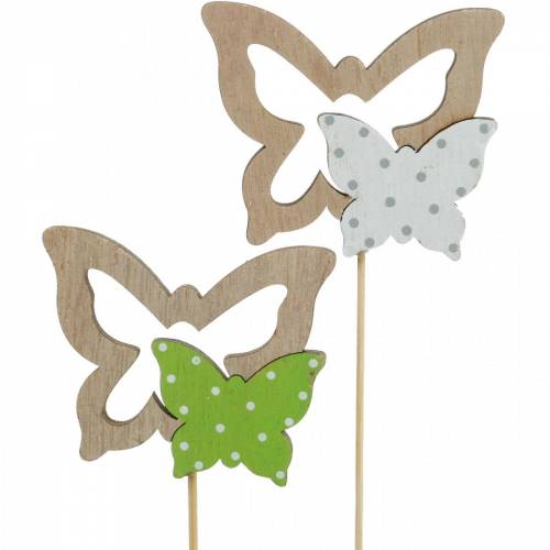 Floristik24 Pflanzenstecker Schmetterling am Stab Holz Frühlingsdeko 16 St