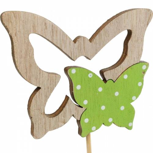 Floristik24 Pflanzenstecker Schmetterling am Stab Holz Frühlingsdeko 16 St