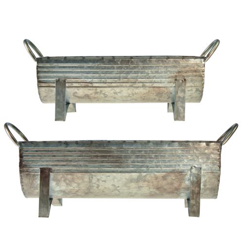 Floristik24 Pflanzgefäß Dachrinne Metall L44cm/37,5cm 2er-Set