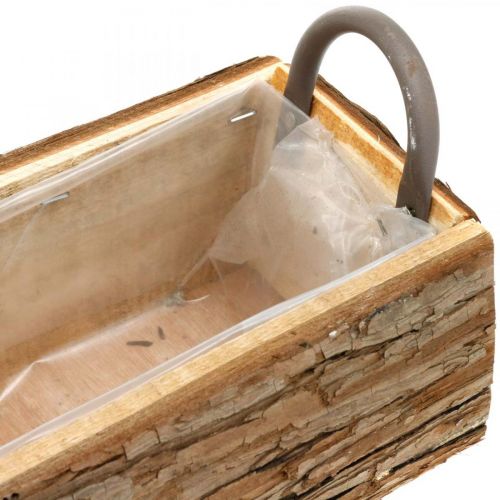 Artikel Pflanzgefäß, Holzkasten mit Rinde, Blumentopf mit Griffen 46cm