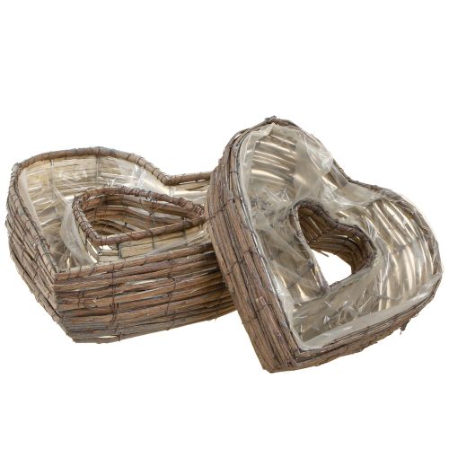 Pflanzherz Pflanzschale Herz Natur Grau 30/40cm Set 2St