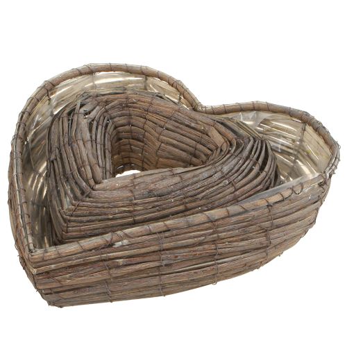 Artikel Pflanzherz Pflanzschale Herz Natur Grau 30/40cm Set 2St