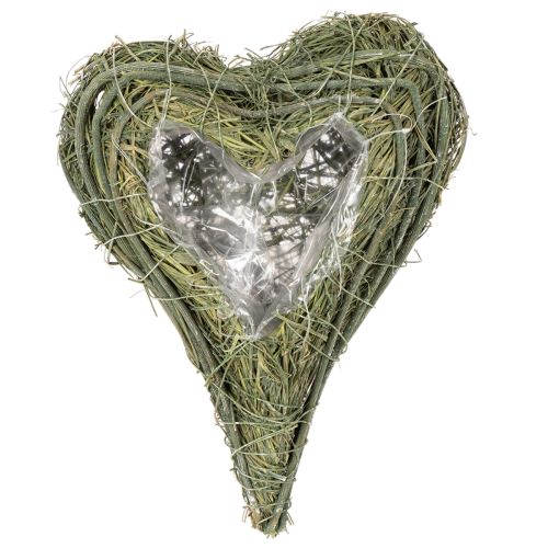 Pflanzherz aus Naturmaterial mit Folieneinsatz 22cm Grün 2er-Set | Floristik24.at