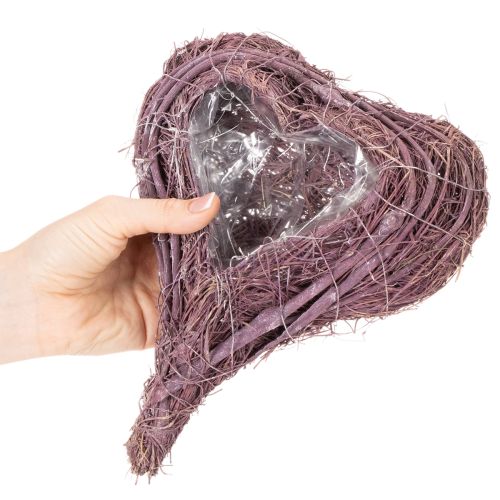 Pflanzherz aus Rebenmaterial mit Kunststofffolie 24 cm in Lila | Floristik24.at