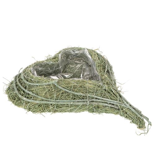 Herzschale aus Naturgras mit Folie zum Bepflanzen 38cm grün