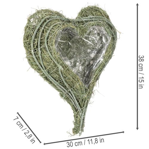 Herzschale aus Naturgras mit Folie zum Bepflanzen 38cm grün | Floristik24.at