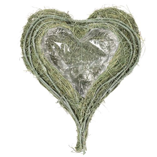 Herzschale aus Naturgras mit Folie zum Bepflanzen 38cm grün | Floristik24.at