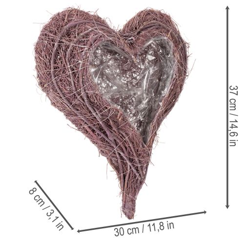 Herz Schale aus Zweigen mit Folieneinsatz 37 cm lila | Floristik24.at