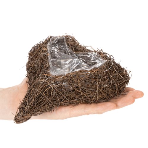 Pflanzgefäß Herz aus Rebenzweigen mit Folie 20 cm Braun 2er-Set | Floristik24.at