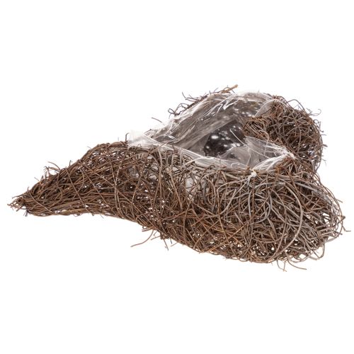 Pflanzgefäß Herz aus Rebenzweigen mit Folie 20 cm Braun 2er-Set | Floristik24.at