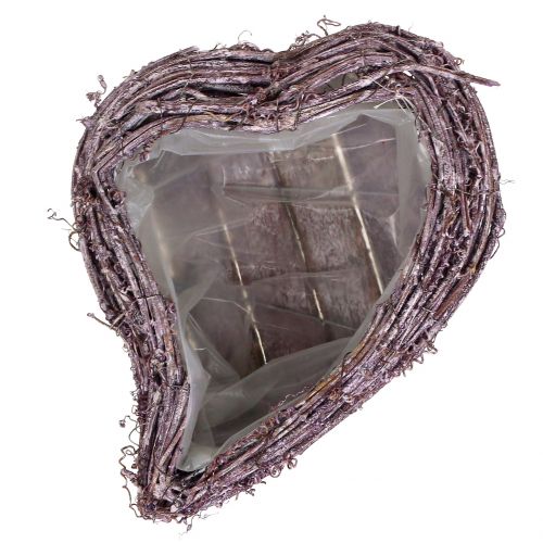 Floristik24 Pflanzherz aus Rebe Brombeer Weiß gewaschen 27cm x 24cm