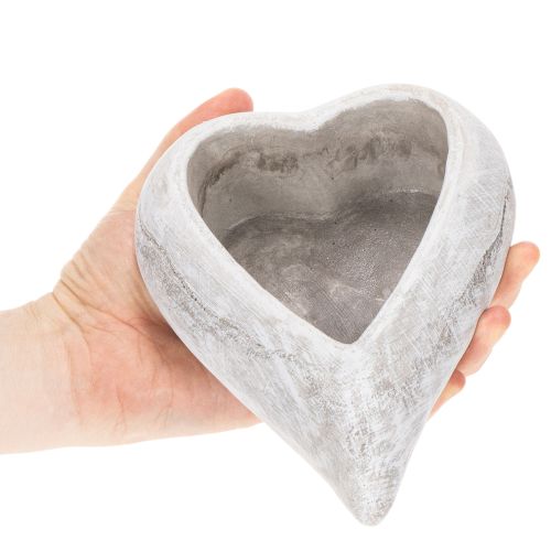 Dekoschale Herzform aus Steinguss, grau, 19 cm | Floristik24.at
