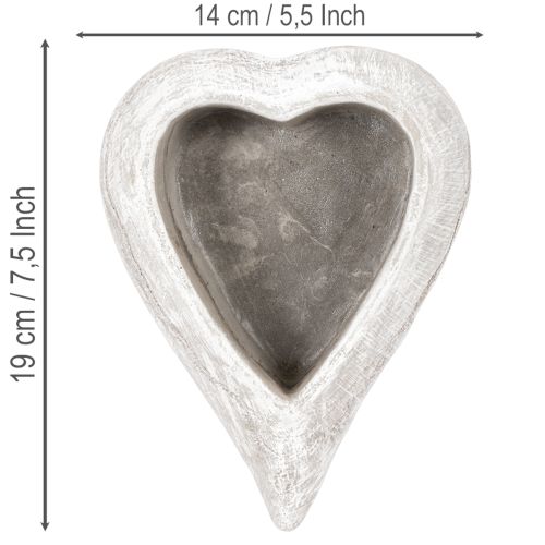 Dekoschale Herzform aus Steinguss, grau, 19 cm | Floristik24.at