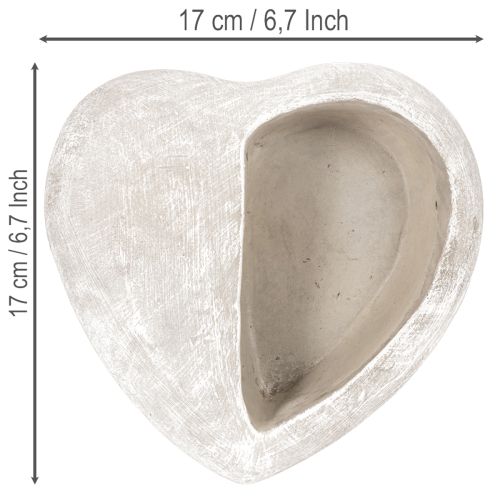 Pflanzschale Herz aus Steinguss 17 cm Grau | Floristik24.at