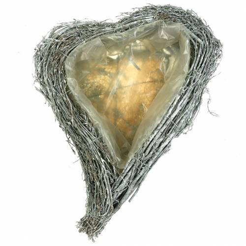 Floristik24 Pflanzherz Zweige Weiß gewaschen 60cm x 42cm