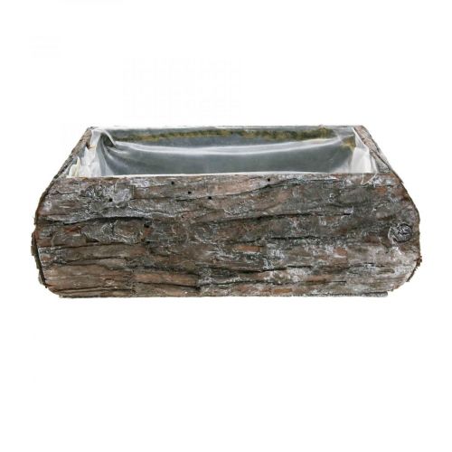 Floristik24 Pflanzkasten aus Holz Deko Pflanzschale mit Rinde 18×13×6cm