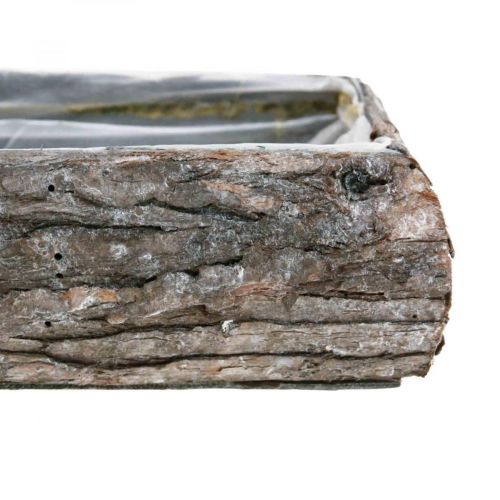 Floristik24 Pflanzkasten aus Holz Deko Pflanzschale mit Rinde 18×13×6cm