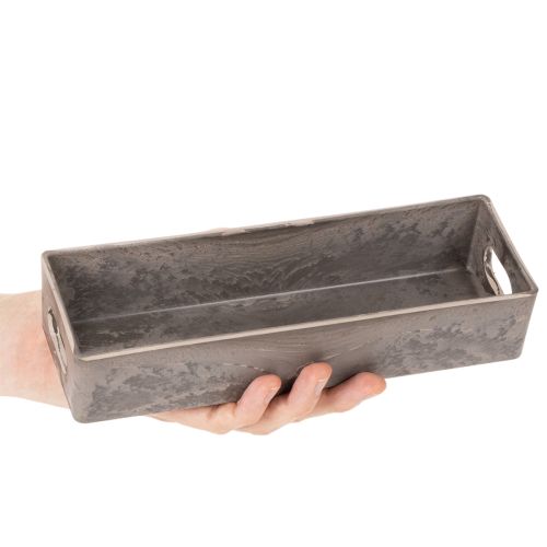 Rechteckiges Dekotablett Kunststoff 23x8x5cm Anthrazit | Floristik24.at
