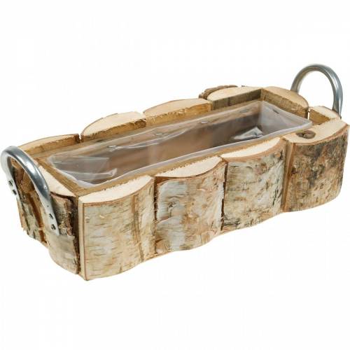 Floristik24 Pflanzkasten, Birkengefäß, Holzdeko, Blumenkasten mit Griffen 32cm