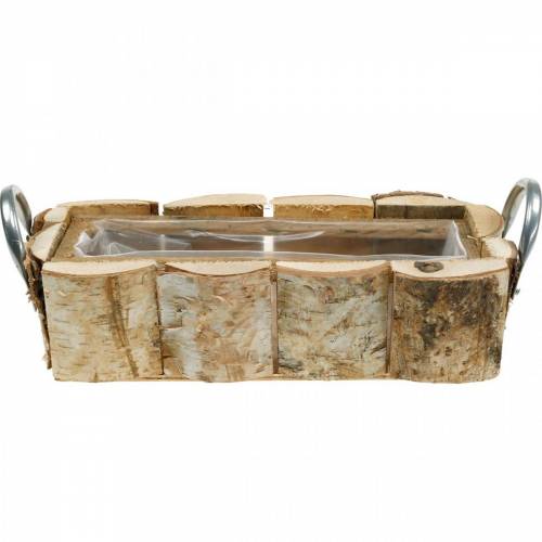 Floristik24 Pflanzkasten, Birkengefäß, Holzdeko, Blumenkasten mit Griffen 32cm