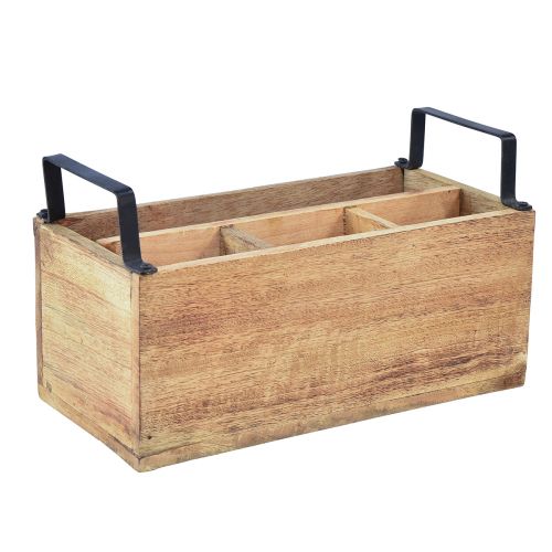 Floristik24 Pflanzkasten Holz Besteckhalter Holzbox 4 Fächer L30cm