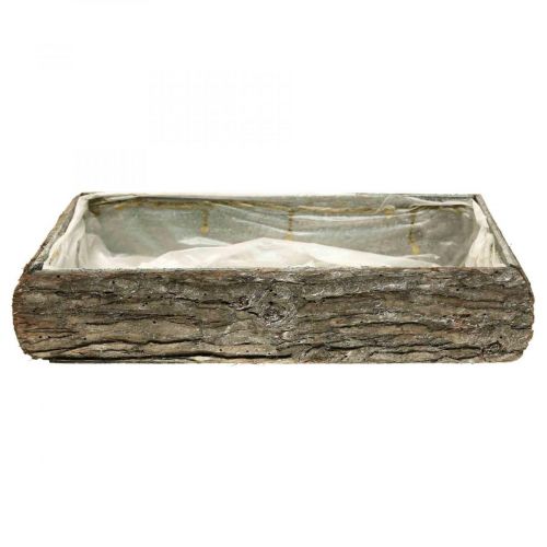Floristik24 Pflanzkasten aus Holz Deko Pflanzschale mit Rinde 33×15×7cm
