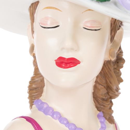 Artikel Blumenvase Frau im Hut mit Blumen Pflanztopf Dekoration für Innen und Außen 20cm