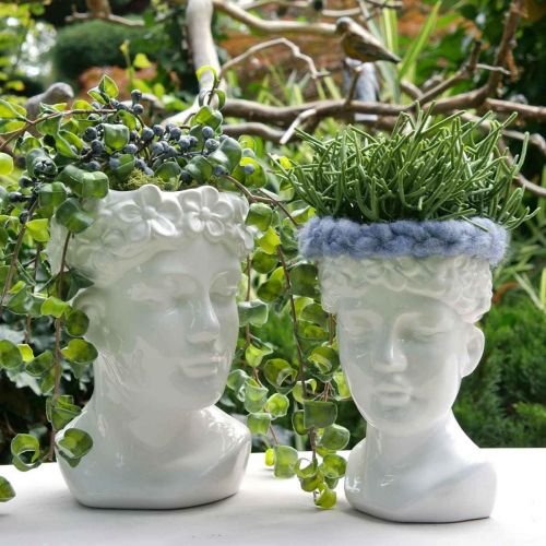 Floristik24 Pflanzkopf Büste Frau Weiß Keramik Vase Blumentopf H22,5cm