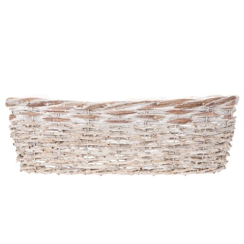 Pflanzkorb aus Weide mit Folieneinsatz oval Weiß 37cm | Floristik24.at