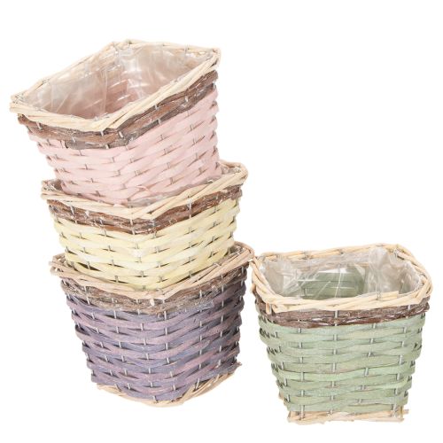Pflanzkörbe quadratisch Holz mit Folie 14x14x12 cm bunt 4 Stück bestellen | Floristik24.at