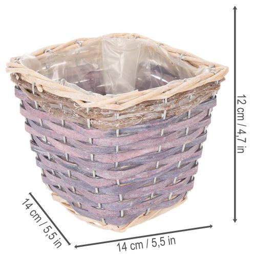 Pflanzkörbe quadratisch Holz mit Folie 14x14x12 cm bunt 4 Stück | Floristik24.at