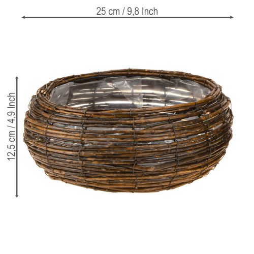 Artikel Pflanzkorb rund mit Folie Weidenkorb Braun Ø32/23cm 2er-Set