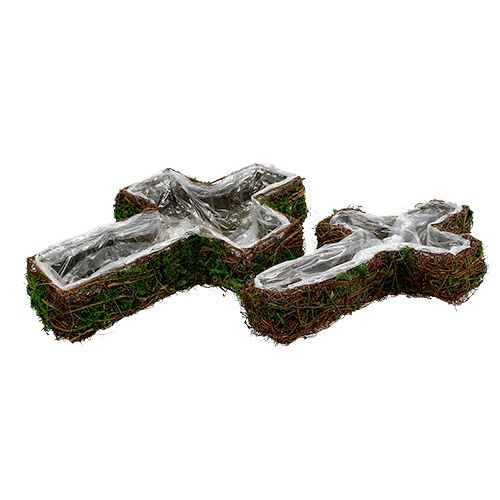Floristik24 Pflanzkreuz 2er-Set Rebe, Moos