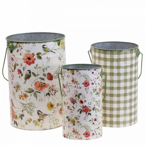 Artikel Pflanzkübel Vintage Deko Metalleimer Ø18/15/12cm 3er-Set