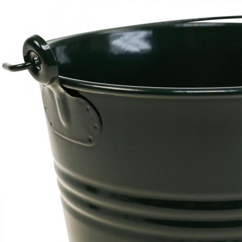 Floristik24 Pflanzkübel Vintage Deko Metalleimer Dunkelgrün Ø16 H24cm