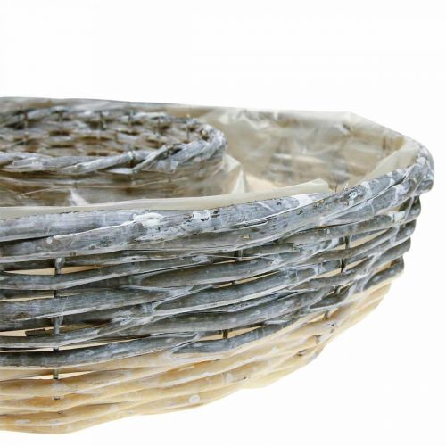 Floristik24 Pflanzring Weide Natur Pflanzschale Ø44/38cm 2er-Set Weiß gewaschen