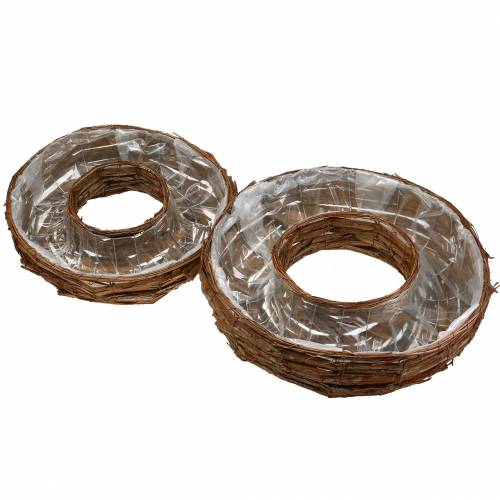 Floristik24 Pflanzring Rinde Natur Pflanzschale Ø50/43cm 2er Set