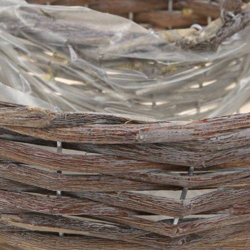 Floristik24 Pflanzringe Holz Rattan Natur Grau Ø40/45cm Set 2St