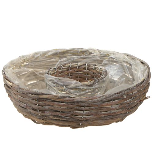 Floristik24 Pflanzringe Holz Rattan Natur Grau Ø40/45cm Set 2St
