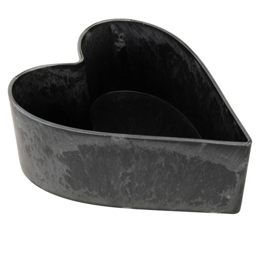 Pflanzschale Herz Deko Plastikschale Anthrazit 13×16×6,5cm