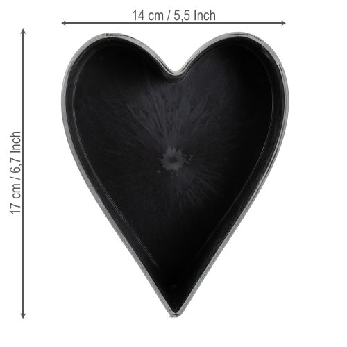 Artikel Pflanzschale Herz Deko Plastikschale Anthrazit 13×16×6,5cm